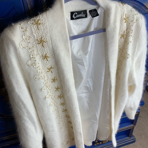 Vintage Cavalini Angora Beaded Sweater Top MED - Picture 4 of 6